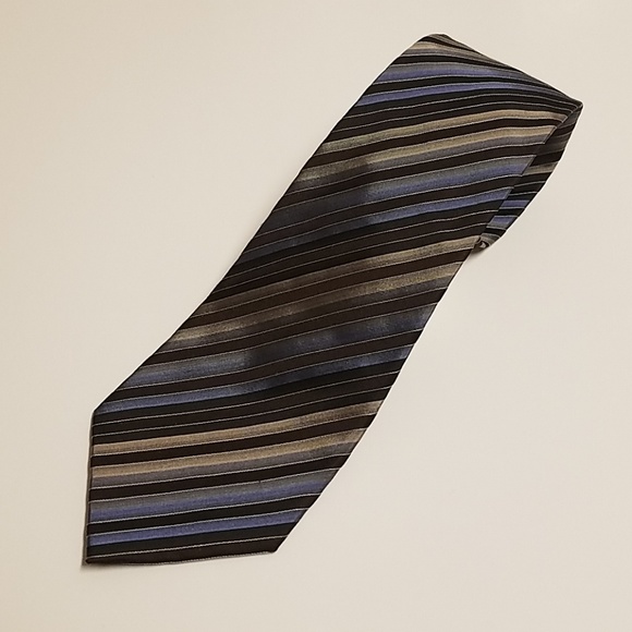 Alfani Other - Alfani Blue and Brown Stripe 100% Silk Men's Tie